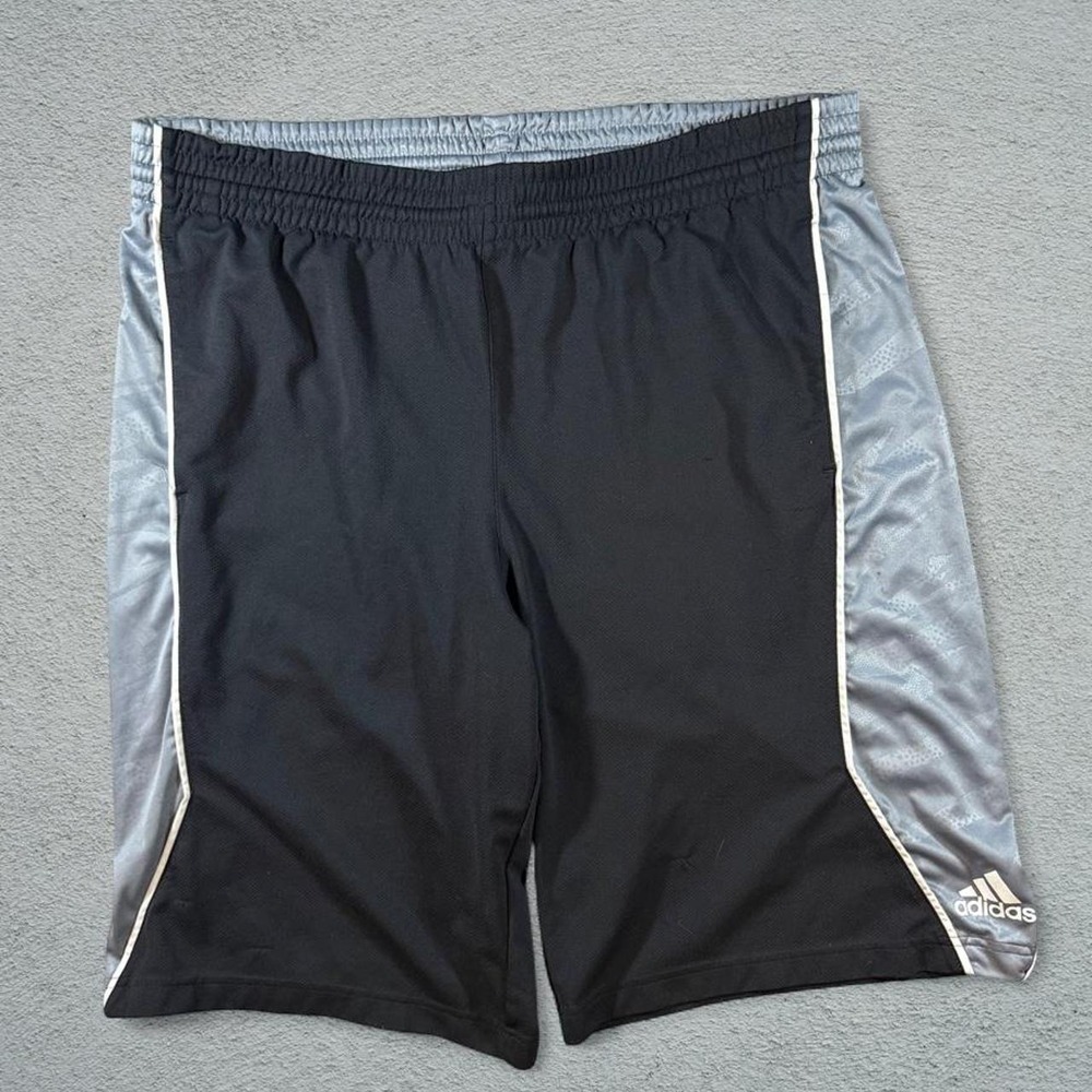 Adidas Mens Climalite Athletic Shorts Black Gray White Piping Size M AZ8001